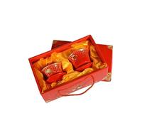 lachineuse - Coffret 2 Tasses Gaiwan - Porcelaine Rouge Dragon & Phénix | Tisanières avec Couvercle, Coffret Cadeau Chinois, Vaisselle Chine Traditionnelle