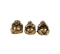 lachineuse - Coffret 3 Bouddhas Rieurs de Sagesse - Statuettes Petits Bouddhas Dorés - Décoration Feng Shui - Objet Déco Zen Chinoise pour Intérieur Salon Bureau - Idée Cadeau Chine Asie Porte Bonheur