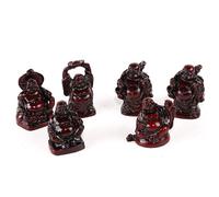 lachineuse - Coffret 6 Bouddhas Rieurs Maitreya - Statuettes Petit Bouddha - Santé, Fortune, Sagesse, Chance, Réussite, Amour - Décoration Feng Shui Porte Bonheur Intérieur - Idée Cadeau Déco Zen Asie