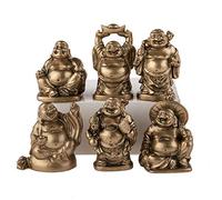 lachineuse - Coffret 6 Bouddhas Rieurs - Statuettes Petit Bouddha - Santé, Fortune, Sagesse, Chance, Réussite, Amour - Décoration Feng Shui Porte Bonheur Intérieur - Idée Cadeau Déco Zen Asie