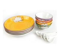 lachineuse Coffret Service Repas - Maneki Neko - Design Japonais - 4 Personnes - Porcelaine - Idée Cadeau Asie