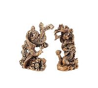 lachineuse - Couple Dragon & Phénix - Statuettes Feng Shui - 13 x 9 x 4,5cm | Symbole de Bonheur Familial & Conjugal - Pour Bureau, Maison - Décoration Chinoise Asiatique - Coloris Doré