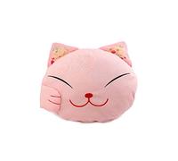 lachineuse - Coussin Chat Japonais - Coloris Rose - Design Kawaii Maneki Neko - Objet Déco en Tissu - 40 x 33 cm - Ambiance Zen Maison, Bureau - Idée Cadeau Asie Japon - Anniversaire, Noel