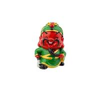 lachineuse - Figurine Dieu GUANGONG - Mythologie Chinoise - Figurine en Résine 6 x 5 x 4 centimètres - Coloris Rouge, Vert - Feng Shui Protection & Richesse - Idée Déco & Cadeau Chine, Asie