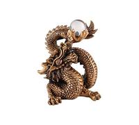 lachineuse - Figurine Grand Dragon Chinois - Statuette Dragon Feng Shui - 15 x 12 x 9,5 cm - Symbole de Protection & Bonheur - Décoration Asiatique Chinoise - pour Bureau, Maison - Coloris Doré