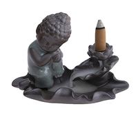 lachineuse - Fontaine à Encens Bouddha - Brule Encens Cascade 14 cm - en Céramique - Porte Encens pour Décoration Intérieure - Déco Zen Asiatique - Support à Encens pour Ambiance Feng Shui