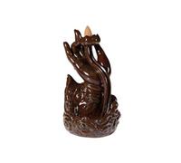 lachineuse - Fontaine à Encens Main de Bouddha - Brule Encens Cascade 18 cm - en Porcelaine - Porte Encens pour Décoration Intérieure - Déco Zen Asiatique - Support à Encens pour Ambiance Feng Shui