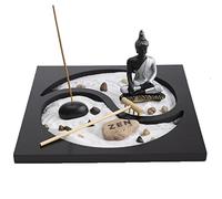 lachineuse - Jardin Japonais - Décoration Zen Intérieur Bouddha - 22X22cm | Avec Sable, Pierres & Rateau - Déco Zen Méditation - Objet Décoration Asiatique - Idée Cadeau Japonais