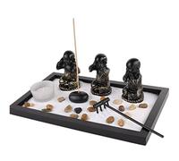 lachineuse - Jardin Zen Japonais 3 Bonzes - Porte-Encens Japonais - Mini Décoration Zen - Jardin Miniature avec Sable - pour Intérieur Maison Bureau - Idée Cadeau Japon - Déco Asie