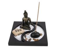 lachineuse Jardin Zen Japonais - Yin Yang - 15x15 cm - Multicolore - Bois, sable, galet, encens - Déco d'Asie - Idée Cadeau Japon