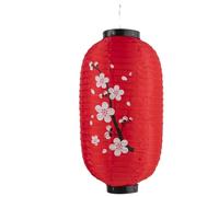 lachineuse - Lampion Japonais - Design Fleurs de Cerisier - Suspension en Tissu - 45 x 25 cm - Lampion Pliable à Suspendre - Luminaire Décoration - Rouge & Noir - Cadeau Japon Asie Asiatique