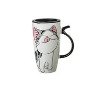 lachineuse - Mug Chat Kawaii Lucky 600ml - Tasse XXL Blanc en Porcelaine