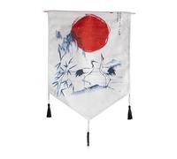 lachineuse - Panneau Mural Japonais Grues - Décoration Japonaise Zen à Suspendre - 56 x 44 cm - Tableau Japonais Traditionnel Mur Panneau - Coloris Rouge, Blanc - Idée Cadeau Japon Asie