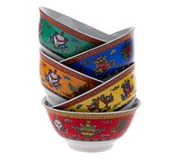 lachineuse - Série 5 Bols à Riz Asiatiques Ø 11,5 cm 275 ML - Design Les 8 Symboles Auspicieux Bouddhistes - Bols Originaux et Colorés - Traditions et Décoration Asiatiques - Idée Cadeau