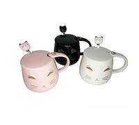lachineuse Série de 3 TASSES CHAT KAWAII - Avec Couvercle et Cuillère … | Mug Chat avec Couvercle & Cuillère - Infusion, Thé, Café - Tasse Originale Idée Cadeau Japon Asie