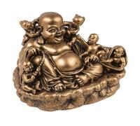 lachineuse - Statuette Bouddha Rieur avec Enfants - Statue Bouddha 15 cm Coloris Doré - Décoration Feng Shui - Objet Déco Zen Chinoise pour Intérieur, Salon - Idée Cadeau Chine Asie Porte Bonheur