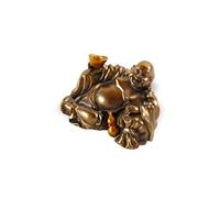 lachineuse - Statuette Bouddha Rieur de Chance - Statue Petit Bouddha Doré 7cm - Décoration Feng Shui - Objet Déco Zen Chinoise pour Intérieur, Salon, Bureau - Idée Cadeau Chine Asie Porte Bonheur