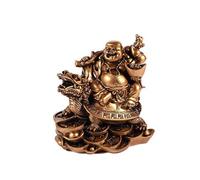 lachineuse - Statuette Bouddha Rieur Dragon Tortue - Statue Bouddha 12 cm Coloris Doré - Décoration Feng Shui - Objet Déco Zen Chinoise pour Maison - Idée Cadeau Traditionnel Chine Asie Porte Bonheur