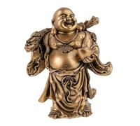 lachineuse - Statuette Bouddha Rieur - Feng Shui Fortune - Traditions Bouddhistes - Porte-Bonheur, Richesse & Fortune - Statue en Résine Doré 15,5 cm - Idée Déco & Cadeau Chine, Asie