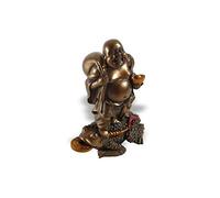 lachineuse - Statuette Bouddha Rieur Feng Shui - Statue Bouddha 13 cm Coloris Bronze - Décoration Zen & Fortune - Objet Déco Chinoise pour Intérieur - Idée Cadeau Traditionnel Chine Asie Porte Bonheur