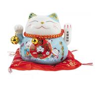 lachineuse Statuette Chat Maneki Neko - Fortune - Bras Mobile - Objet Déco - Bleu - 10x12x10 cm - Porte Bonheur - Idée Cadeau Japon