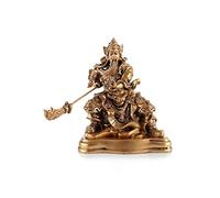 lachineuse - Statuette Dieu GuanGong - Dieu Chinois de la Guerre - Feng Shui de Fortune-Protection - 14x11,5x8,5 cm - Objet Déco en Résine - Doré - Décoration Maison, Bureau - Idée Cadeau Chine Asie