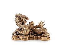 lachineuse - Statuette Grand Dragon - Feng Shui Richesse -14x21x11,5cm | Figurine Dragon sur Sapèques de Fortune - Symbole de Puissance, Force & Longévité - Décoration Asiatique Chinoise
