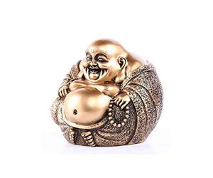 lachineuse - Statuette Gros Bouddha Rieur - Traditions Bouddhistes - Porte-Bonheur, Chance & Prospérité - Statuette en Résine Dorée 15 x 15 cm - Idée Déco & Cadeau Chine, Asie