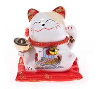 lachineuse - Statuette Maneki Neko - Inviter la Fortune chez Vous - Tirelire Chat Japonais - Porte Bonheur Nippon - Objet Déco en Porcelaine - Multicolore - 11x10x8 cm - Idée Cadeau Japon Asie