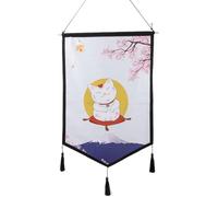 lachineuse - Tapisserie Murale Chat Japonais au Mont Fuji - Panneau Mural - Décoration Japonaise à Suspendre - 46 x 67 cm - Multicolore - Idée Cadeau Japon Asie