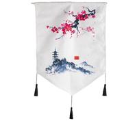 lachineuse - Tapisserie Murale Japonaise Pagode - Décoration Japonaise Zen à Suspendre - 56 x 44 cm - Tableau Japonais Traditionnel Mur Panneau - Coloris Blanc, Noir - Idée Cadeau Japon Asiatique
