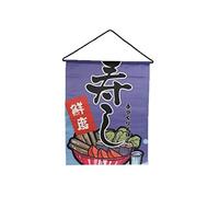 lachineuse - Tapisserie Murale Plat Japonais Sushi - Panneau Mural pour Restaurant, Cuisine - Décoration Japonaise à Suspendre - 42 x 33 cm - Tableau Mur - Coloris Bleu - Idée Cadeau Japon Asie