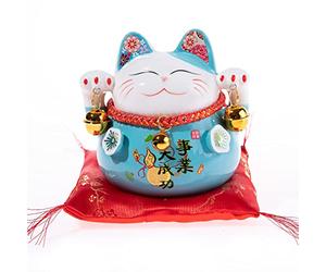 lachineuse Tirelire Maneki Neko - Chat Porte Bonheur Traditionnel | Tirelire Chat japonais - Porcelaine - Idée déco cadeau Japon Asie - Fortune, protection, chance, bonheur