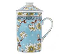 lachineuse - TISANIERE à THE Chinoise - FLEUR DE LOTUS - Tasse à Infusion en Porcelaine - Avec Infuseur et Couvercle - Peinture Chinoise - Vaisselle Traditionnelle de Chine - Idée Cadeau Thé Asie