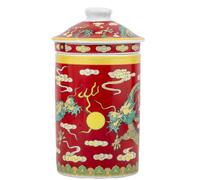 lachineuse - Tisanière à Thé Infusion - Motifs Dragon Impérial Rouge - Hauteur : 14,5 cm - Porcelaine - Tasse Petit Déjeuner, Détente - Idée Cadeau Asie