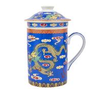 lachineuse Tisanière Tasse à Thé Infusion - Motifs Dragon Bleu Céleste Chinois - Porcelaine - Hauteur 14,5 cm - Idée Déco Asie