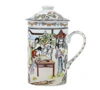 lachineuse - Tisanière Tasse à Thé Infusion - Motifs Peinture et Arts Traditionnels - Porcelaine - Multicolore - Hauteur 14,5 cm - Idée Cadeau Déco Asie
