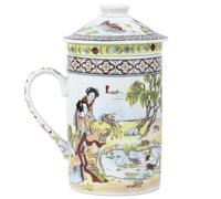 lachineuse - Tisanière Tasse à Thé Infusion - Motifs Traditionnels Carpes - Voeux de Fortune - Porcelaine - Multicolore - Hauteur 14,5 cm - Idée Cadeau Déco Asie