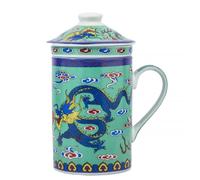 lachineuse Tisanière Tasse Asiatique Thé Infusion - Dragon Vert - Tasse en Porcelaine Multicolore - H : 14,5 cm - Idée Déco Cadeau
