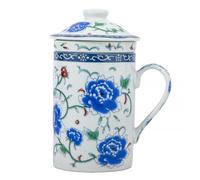 lachineuse Tisanière Tasse Asiatique Thé Infusion - Les Pivoines - Tasse en Porcelaine Multicolore - H : 14,5 cm - Idée Déco Cadeau