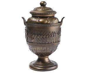 lachineuse - Urne Égyptienne 28 cm - Vase Égyptien - Décoration Égypte Antique - Objet Déco Intérieure - Bronze Mythologie - Cobra, Taureau, Hiéroglyphes, Pharaons - Idée Cadeau Originale