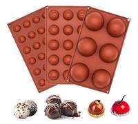 LACHT 3 Pcs Moule Silicone Demi Sphère Moule Silicone Micro Onde Moule Flexible Demi Sphère Moule Sphère 3d Moule Gâteau Demi Sphère avec 6/15/24 Trous Demi-Cercle pour Gâteaux Gelée Pudding Bonbon