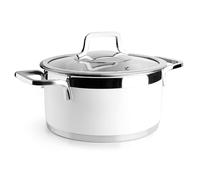 Lacor - 15424 - Casserole buffet avec couvercle Blanc, Acier inoxydable 18/10, Finition intérieure poncée, Poignées ergonomiques, Fond diffuseur de chaleur sandwich, Induction Fit, Va au four, Ø24cm, Blanc