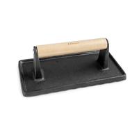 Lacor - 25863 - Presse à hamburger rectangulaire Magma, Fonte, Manche en bouleau, Sans PFOA, Surface rainurée, 23x11 cm