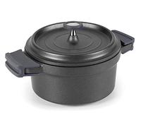 Lacor Cocotte 25921 Ronde en fonte émaillée 20 cm avec couvercle et poignées amovibles Noir