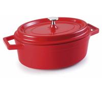 Lacor 25927 - Casserole ovale en aluminium moulé 26x20 cm - Rouge | Fabriqué en acier inoxydable de qualité alimentaire; haute résistance à la corrosion et usure quotidienne