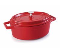 Lacor 25927 - Casserole ovale en aluminium moulé 26x20 cm - Rouge | Fabriqué en acier inoxydable de qualité alimentaire; haute résistance à la corrosion et usure quotidienne