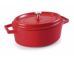 Lacor 25927 - Casserole ovale en aluminium moulé 26x20 cm - Rouge | Fabriqué en acier inoxydable de qualité alimentaire; haute résistance à la corrosion et usure quotidienne