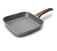 Grill carré Stilo avec poignée imitation bois 24 cm Lacor