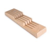 LACOR - 39049 - Organisateur de cuisine compact pour couteaux, Organisateur de tiroir de cuisine, Bois de hêtre naturel, Jusqu’à 8 couteaux, 2 niveaux, Base antidérapante, 40.5x11cm